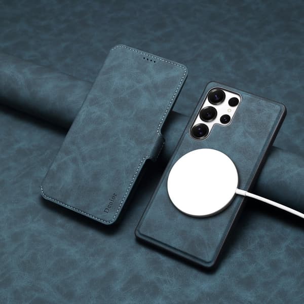 DENIOR B06 Samsung Galaxy S25 Ultra Plånboksfodral Konstläder + TPU Blå