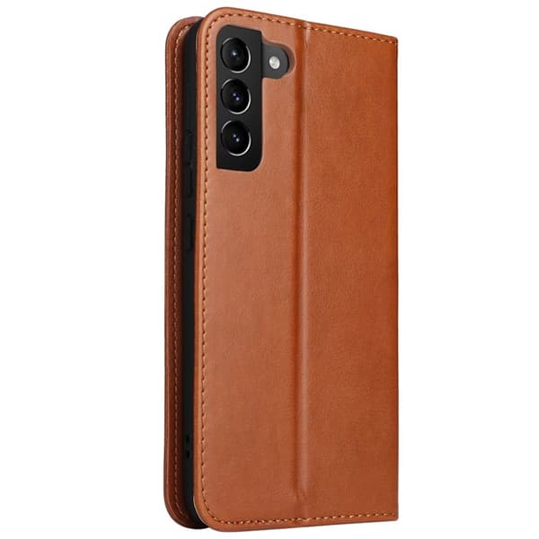 FIERRE SHANN Samsung Galaxy S22 5G Plånboksfodral Konstläder - Brun