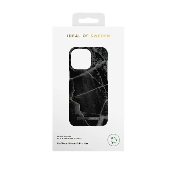 iDeal of Sweden iPhone 15 Mobilskal - Svart Thunder Marble Svart