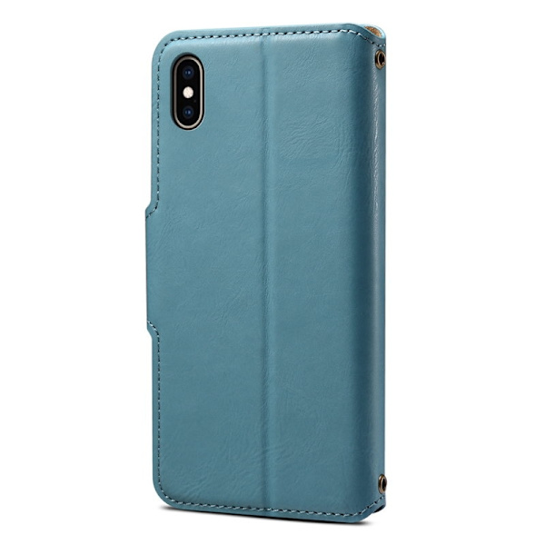 DENIOR iPhone XS Max Plånboksfodral Konstläder Skydd - Blå
