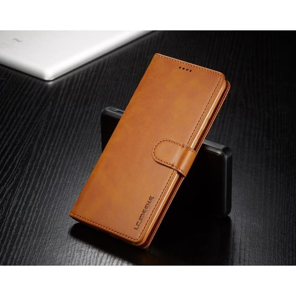 LC.IMEEKE Leather Stand Plånboksfodral för Samsung Galaxy S20 Plus - Brun
