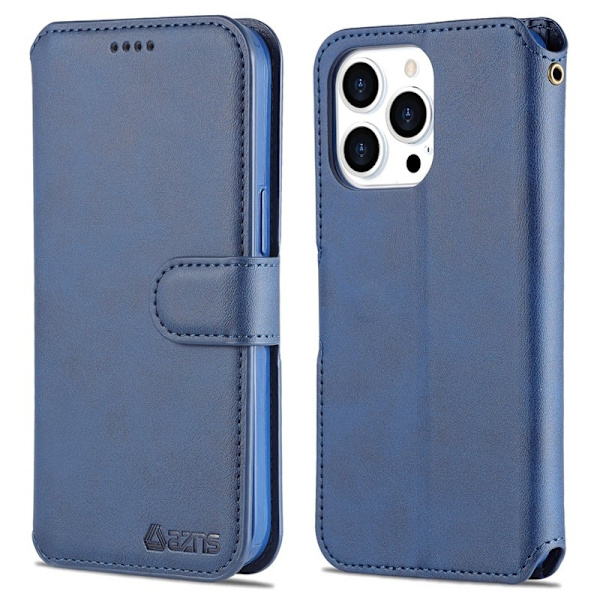 AZNS iPhone 13 Pro Max Plånboksfodral i Konstläder - Blå