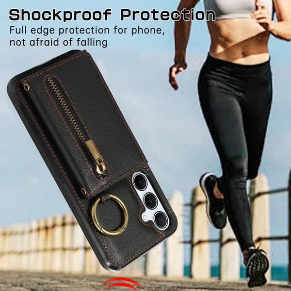 Plånboksfodral för Samsung Galaxy S26 Plus Konstläder Kickstand - Svart