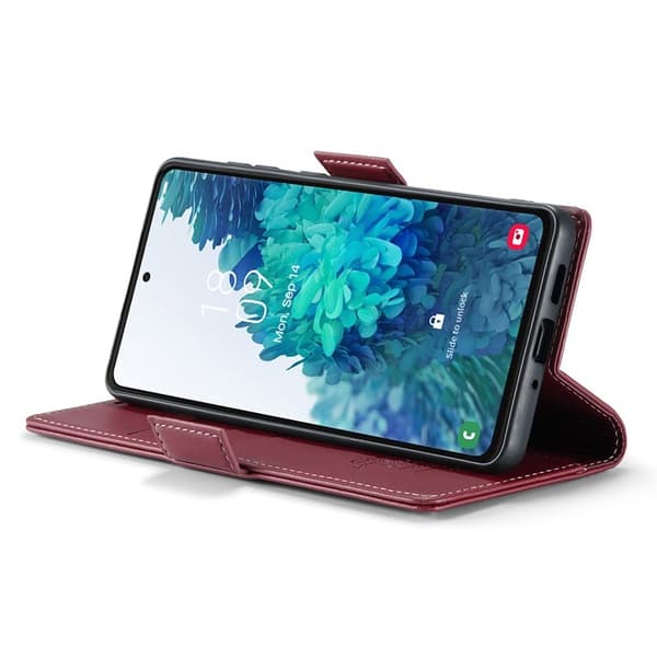 CASEME Plånboksfodral Konstläder för Samsung Galaxy S20 FE - Röd