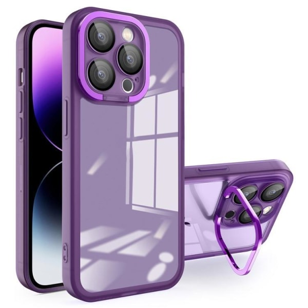 iPhone 15 Plus mobiilisuojus, galvanoitu jalusta - violetti