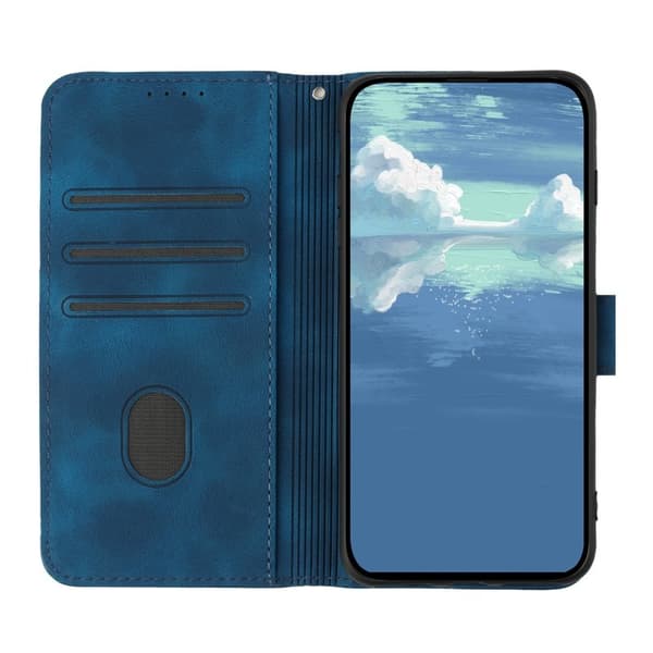 Samsung Galaxy S26 Pro Plånboksfodral Linjeprägling Konstläder - Royal Blue