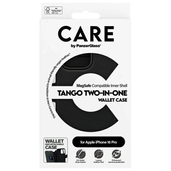 CARE By PanzerGlass iPhone 16 Pro tegnebog MagSafe Tango 2in1 Black