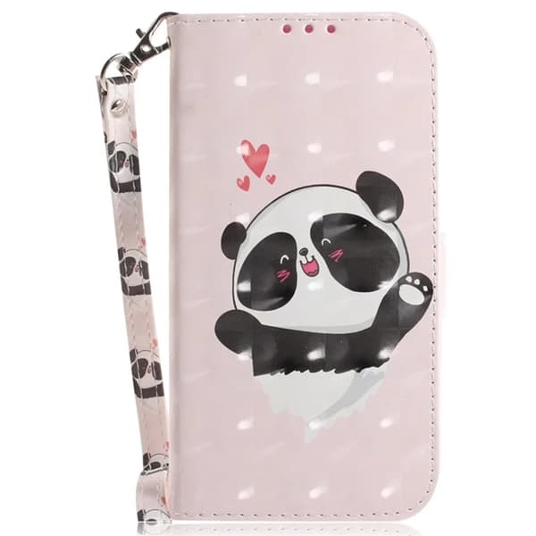 Sony Xperia 1 VI Konstläder Plånboksfodral med Handledsrem - Panda Rosa