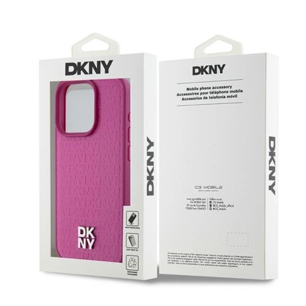 DKNY iPhone 15 Pro Mobilskal Magsafe Läder Pattern Metal Logo