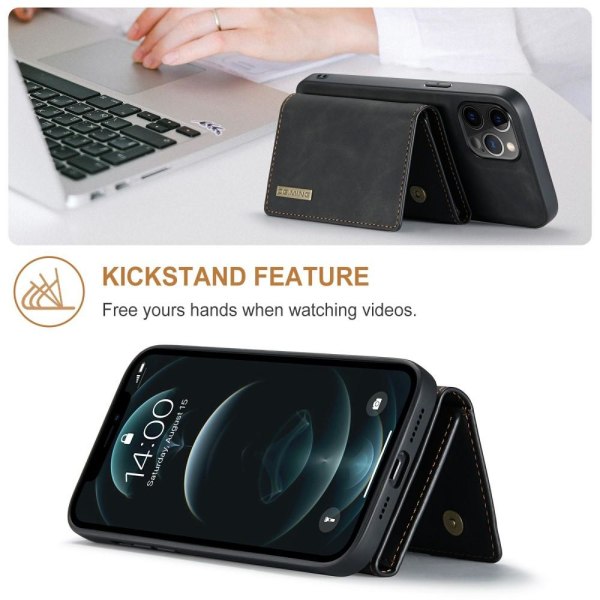 DG.MING iPhone 13 Pro Max Cover og Pung med Kickstand - Sort Black