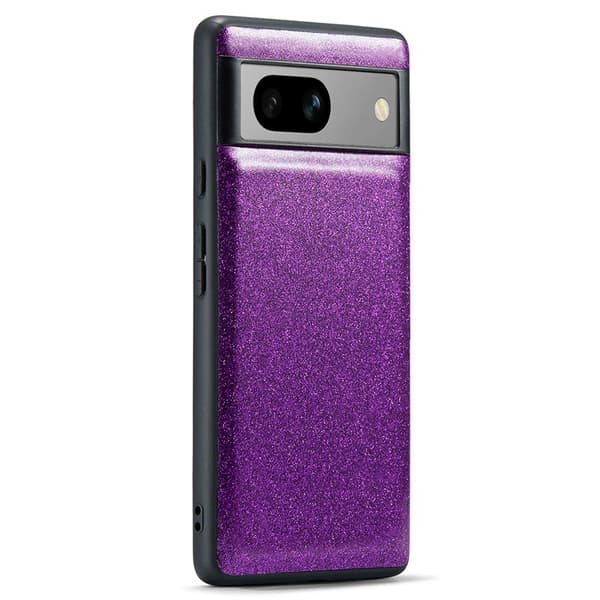 DG.MING Mobilskal till Google Pixel 7a Glitter PU Läder + PC + TPU Lila