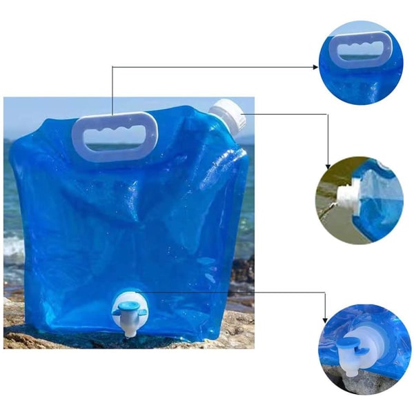 5L - Sammenfoldelig vandbeholder udendørs vandpose - blå