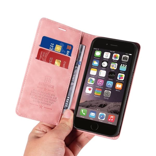 BETOPNICE 003 iPhone 6/7/8 Plus Plånboksfodral TPU+Konstläder - Rosa