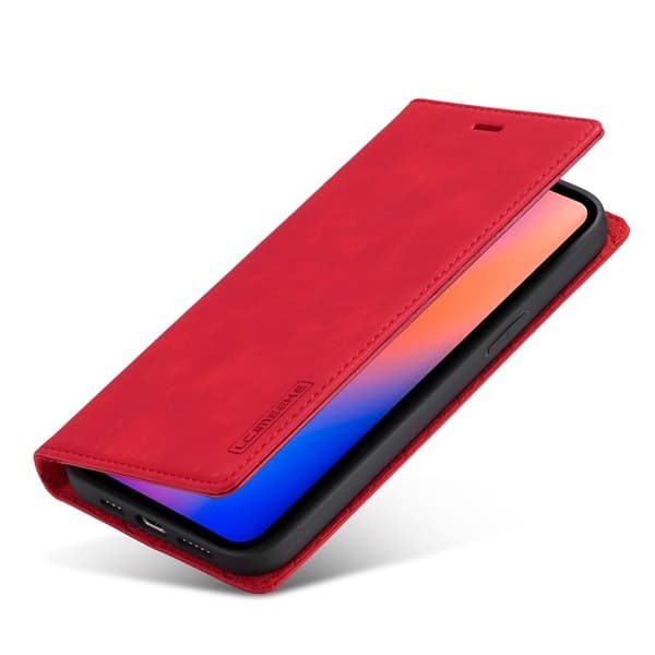 LC.IMEEKE Plånboksfodral för iPhone 12 / 12 Pro - Konstläder - Röd