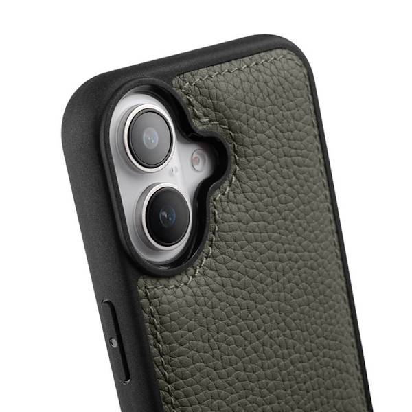 MELKCO Mobilskal till iPhone 16 Plus Äkta Läder Belagt PC - Grå