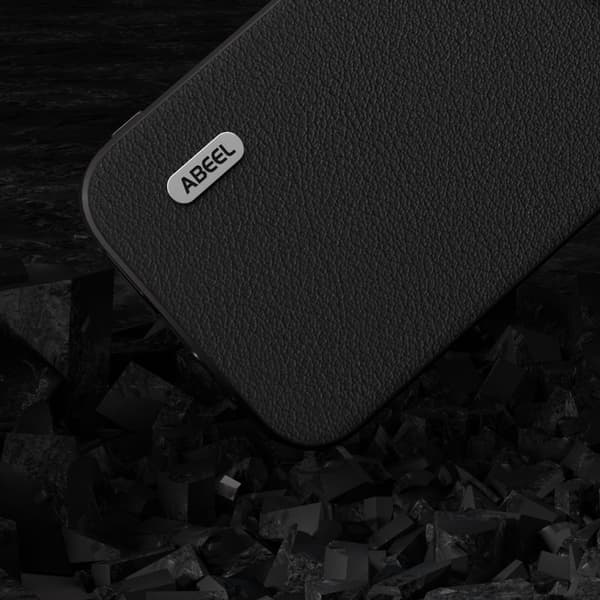 ABEEL Mobilskal till iPhone 15 Pro Äkta Läder + PC + TPU - Svart