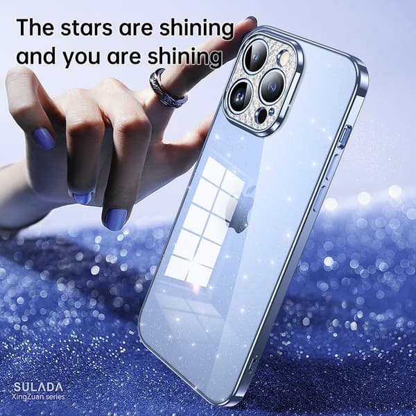 SULADA XingZuan Mobilskal till iPhone 15 Plus Glitter Rhinestones Blå