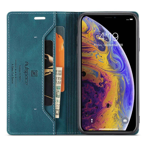 AUTSPACE A01 iPhone X/XS Plånboksfodral Konstläder - Blå