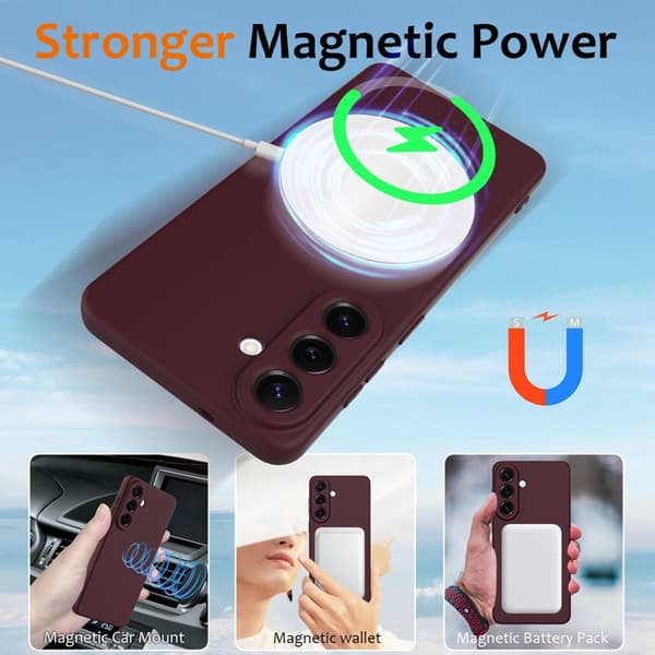 Mobilskal för Samsung Galaxy S26 Plus Magnetiskt Silikon - Vinröd