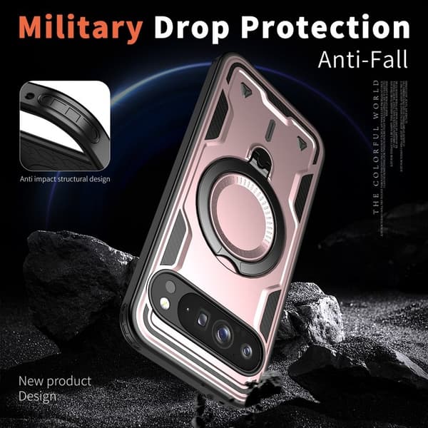 Mobilskal till Google Pixel 9 Pro Plast Militärskydd Kickstand - Roséguld