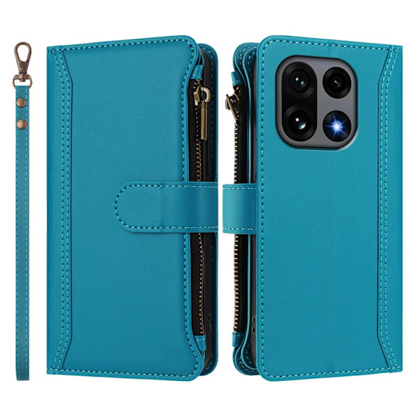 OnePlus 15 5G Plånboksfodral Zipper Konstläder Blå