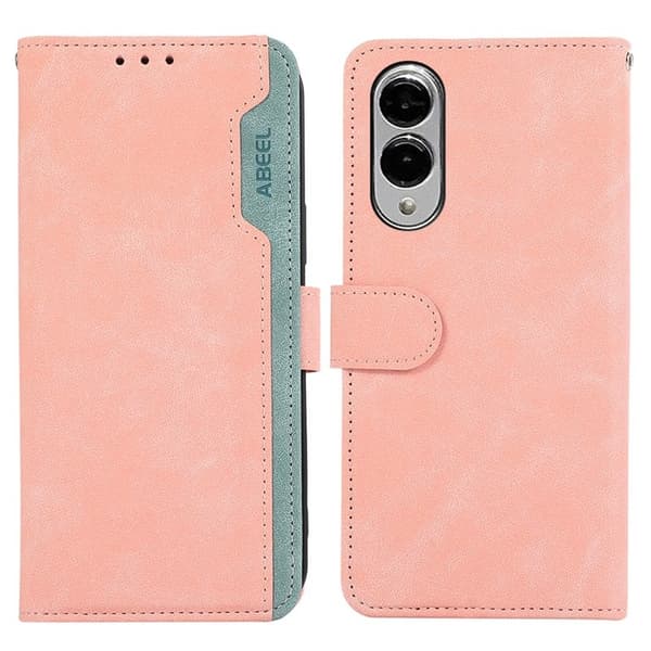 ABEEL Samsung Galaxy S25 Edge Plånboksfodral Splicing Konstläder Rosa