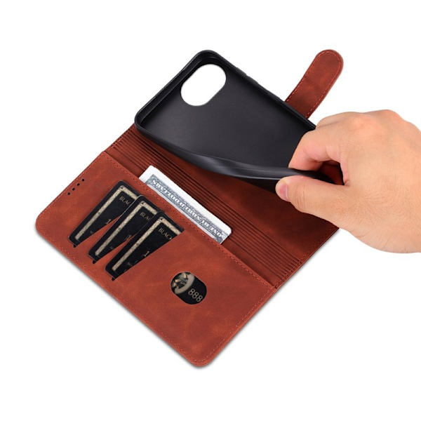 AZNS iPhone 16e Plånboksfodral Konstläder - Brun