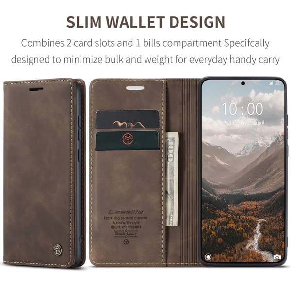 CASEME 013 Series Xiaomi 15T Case Plånboksfodral Konstläder - Kaffe