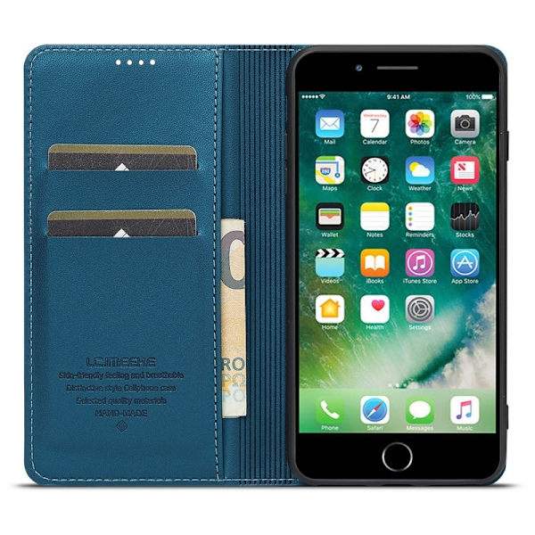 LC.IMEEKE L1 Series iPhone 8 Plus / 7 Plus Plånboksfodral Konstläder - Blå
