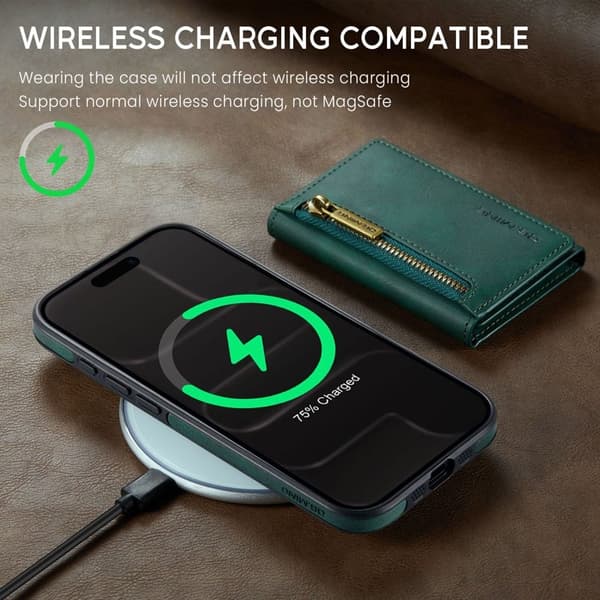 DG.MING M5 Series iPhone Air Plånboksfodral Konstläder Magnetiskt Grön