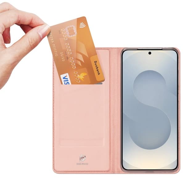 DUX DUCIS Mobilskal till Samsung Galaxy S26 Äkta Läder Ställ- Rosa
