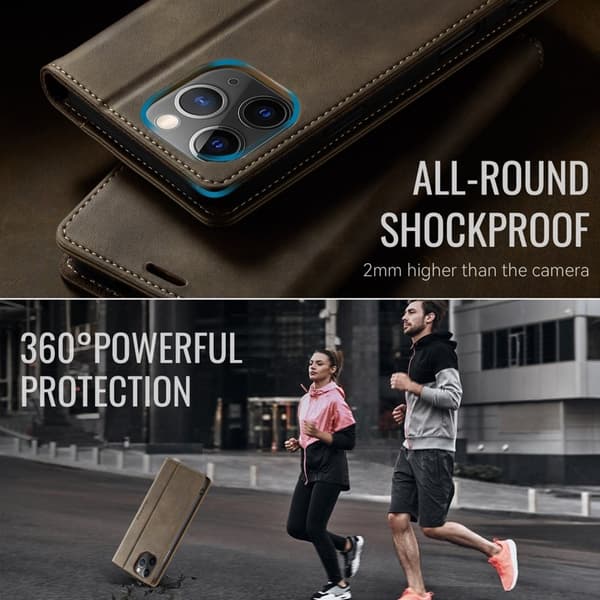 CASEME 033 Mobilskal till iPhone 11 Pro Max RFID Blocker Läder Kaffe