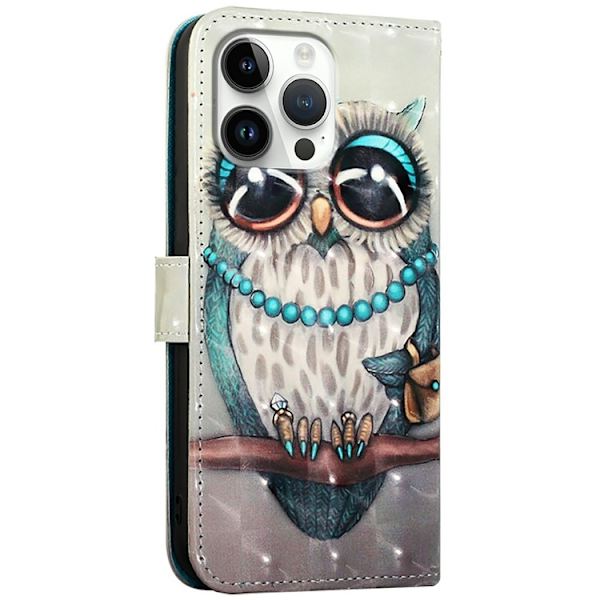 iPhone 16 Pro Plånboksfodral Printing Pattern Med Rem Grå