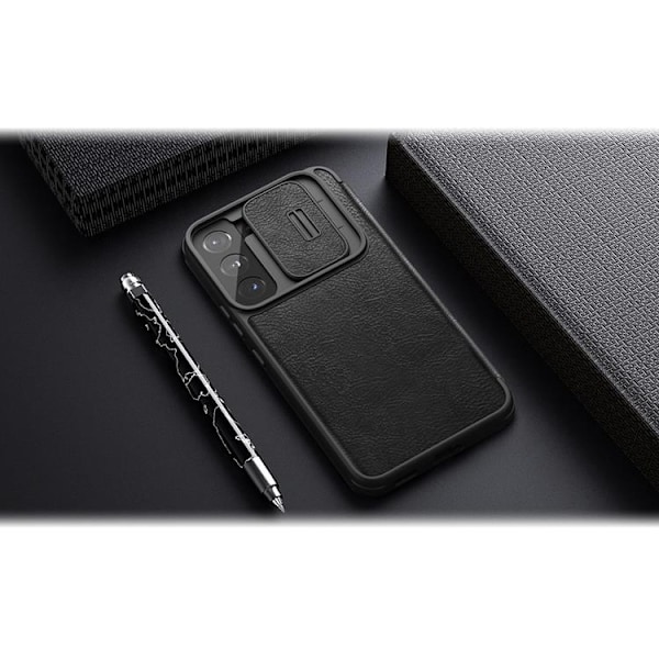 Nillkin Galaxy S22 Plus Plånboksfodral Qin Läder Pro Holster Flip - Svart Svart