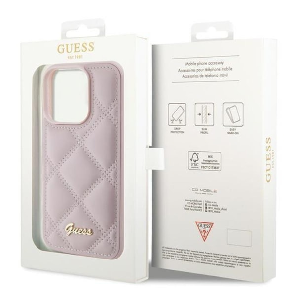 Guess iPhone 15 Pro Max Mobilskal Quilted Metal Logo - Rosa
