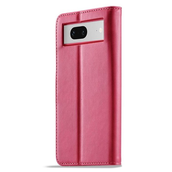 LC.IMEEKE Google Pixel 7 Wallet Case Calf Texture - vaaleanpunainen