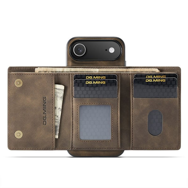 DG.MING iPhone Air Konstläder Plånboksfodral Kickstand Brun