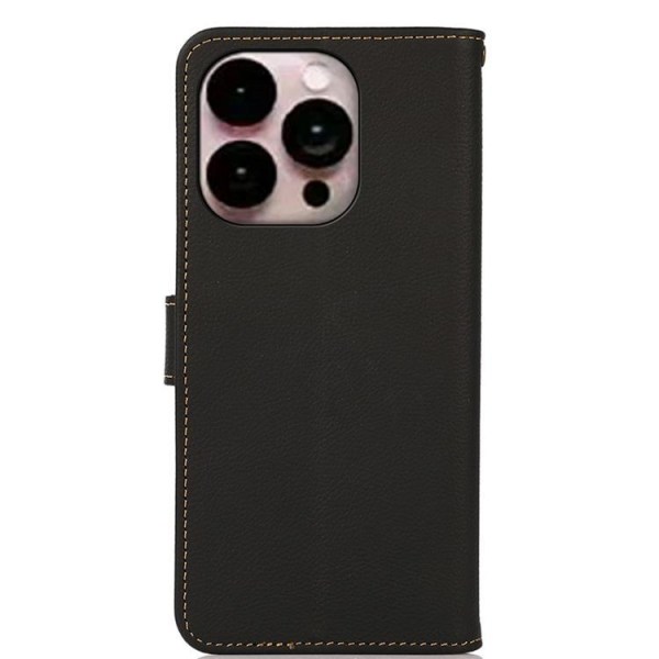 KHAZNEH iPhone 14 Pro Max lompakkokotelo RFID aitoa nahkaa - musta