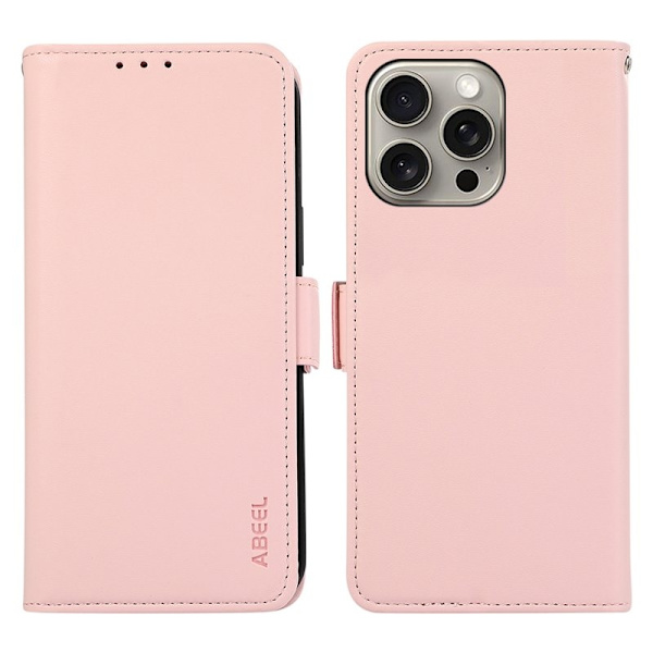 ABEEL iPhone 12 / 12 Pro Plånboksfodral RFID-Skydd Konstläder - Rosa
