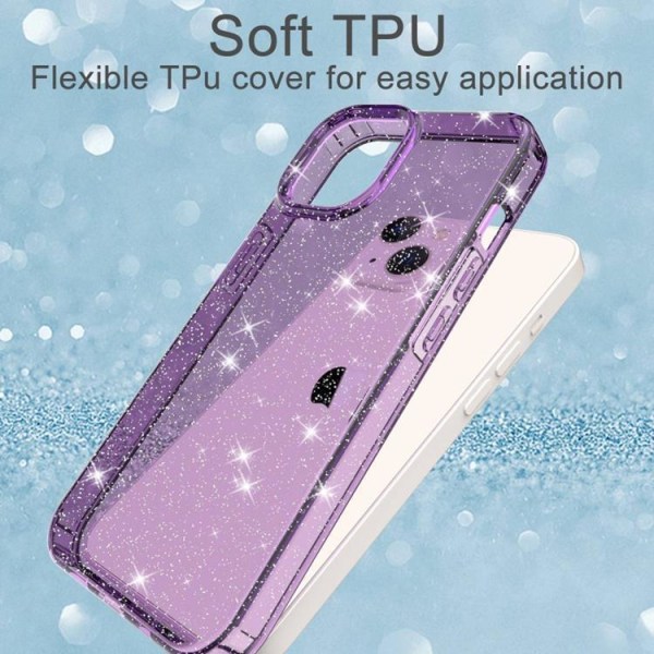 iPhone 14 Cover Glitter Powder - Gennemsigtig Lilla