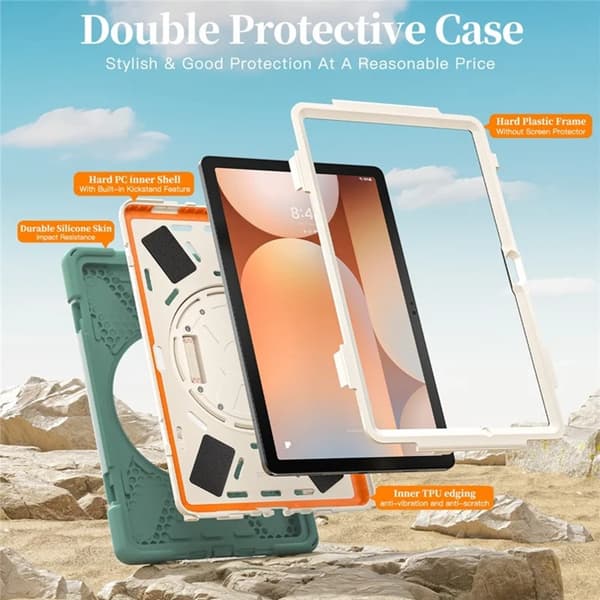 Mobilskal till Galaxy Tab A11 Plus Kickstand Silikon Axelrem Grön