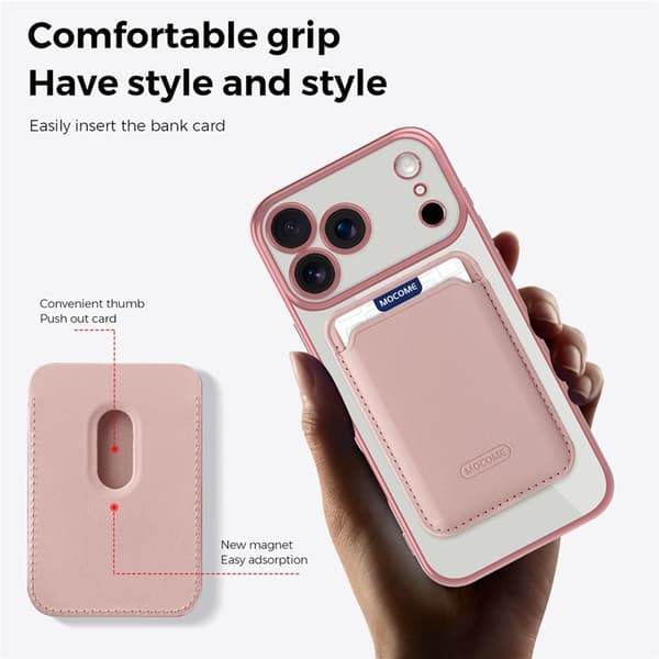 Mobilskal till iPhone 17 Pro Max MagSafe Korthållare TPU + PC - Rosa Rosa