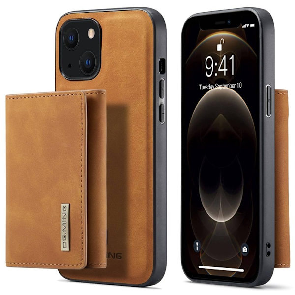 DG.MING Magnetiskt Konstläder Plånboksfodral iPhone 15 Plus - Brun
