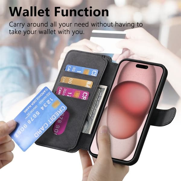 CASENEO iPhone 15 Plånboksfodral Konstläder - Svart