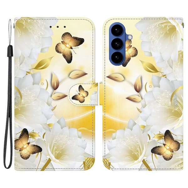 Samsung Galaxy S26 Plånboksfodral Anti-Drop Mönstertryck Konstläder - Guld
