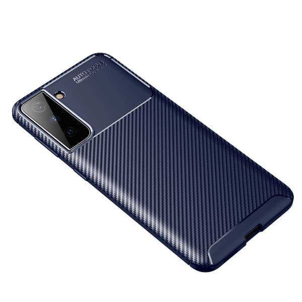 Carbon Fiber Mobilcover til Samsung Galaxy S21 Plus - Blå Blue