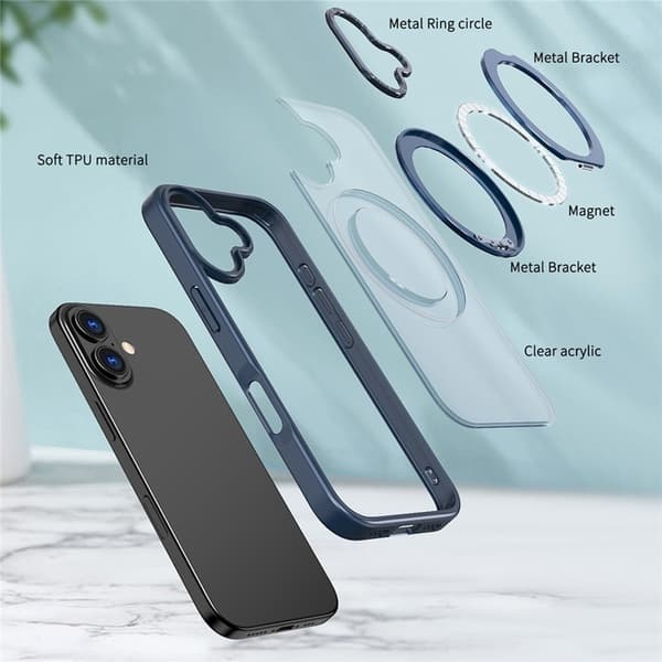 Mobilskal till iPhone 17 MagSafe TPU + Acrylic Kickstand - Blå Blå