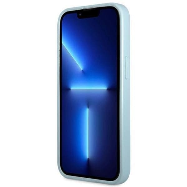 Guess iPhone 13 Pro -kuori Saffiano 4G Small Metal Logo - Sininen Blå
