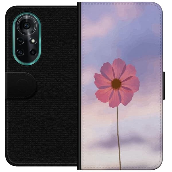 Pung Taske til Huawei nova 8 Pro med Lyserød Blomst