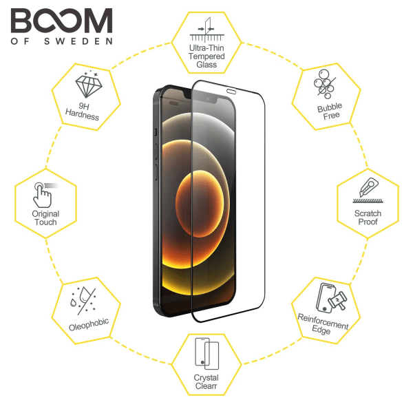 BOOM Curved Hærdet Glas Skærmbeskytter iPhone 12 Mini Transparent
